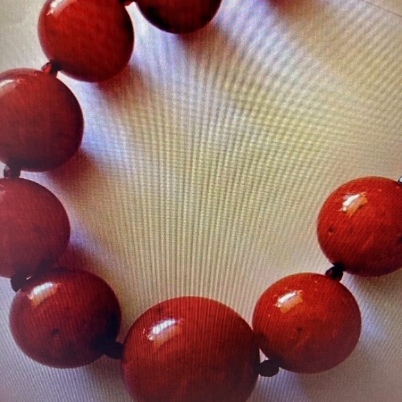 vintage authentic ben amun red graduated ball bead strand necklace - Picture 4 of 7